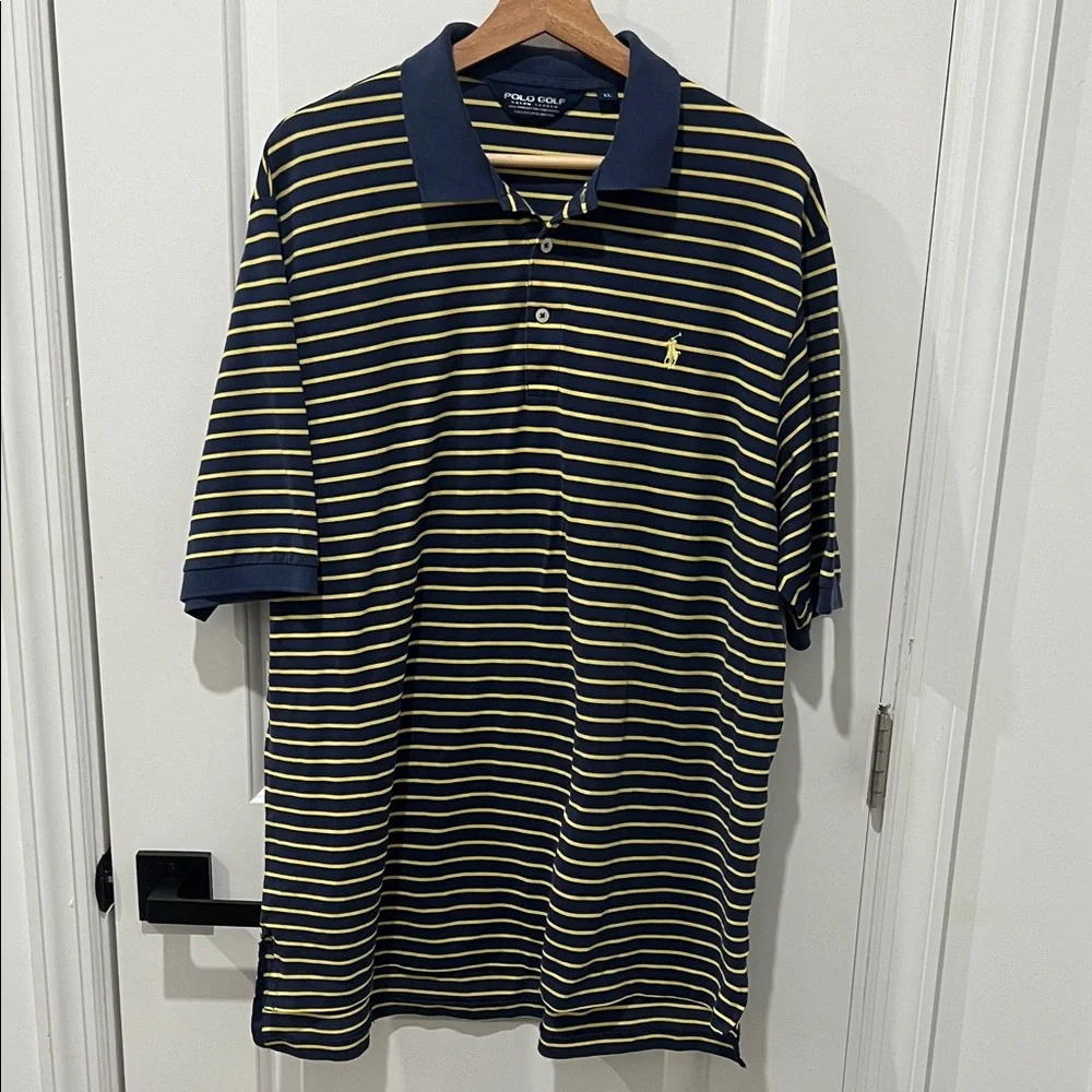 Polo by Ralph Lauren Men's Shirt in Navy‎ and Yellow Stripes, Size XL